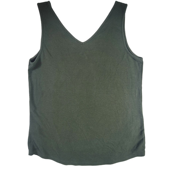 Halston Green V Neck Knit Tank Top Woman's Size M - Picture 4 of 6